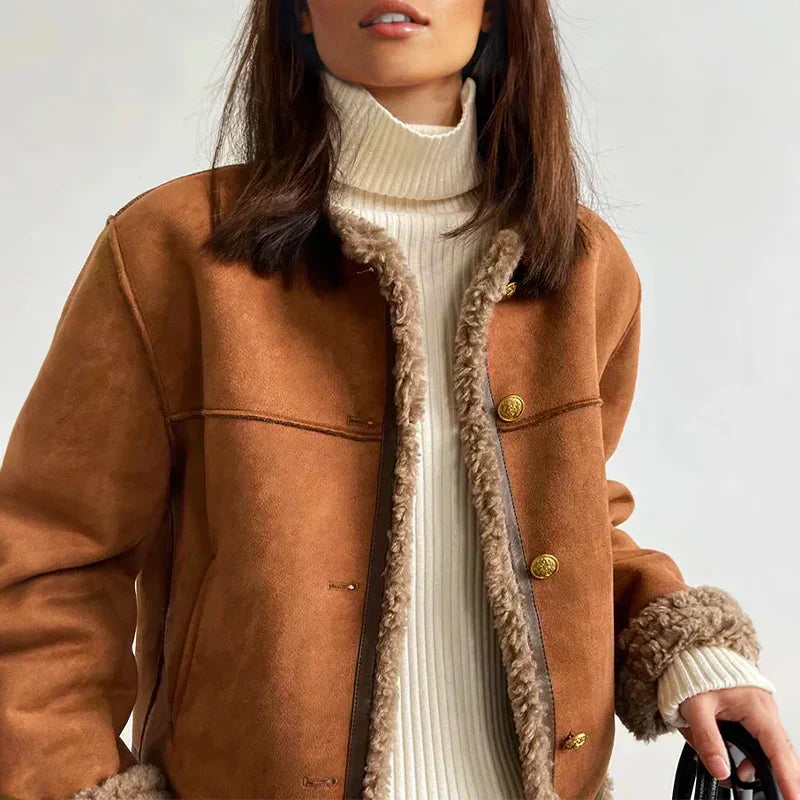Luna - Sheepskin button jacket
